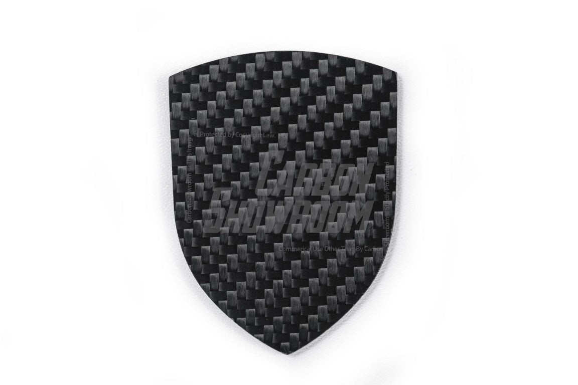 Porsche Style Crest Emblem Badge - Blacked Out Carbon Fiber