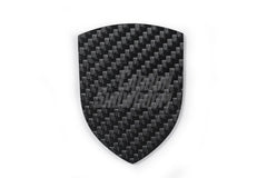 Porsche Style Crest Emblem Badge - Blacked Out Carbon Fiber