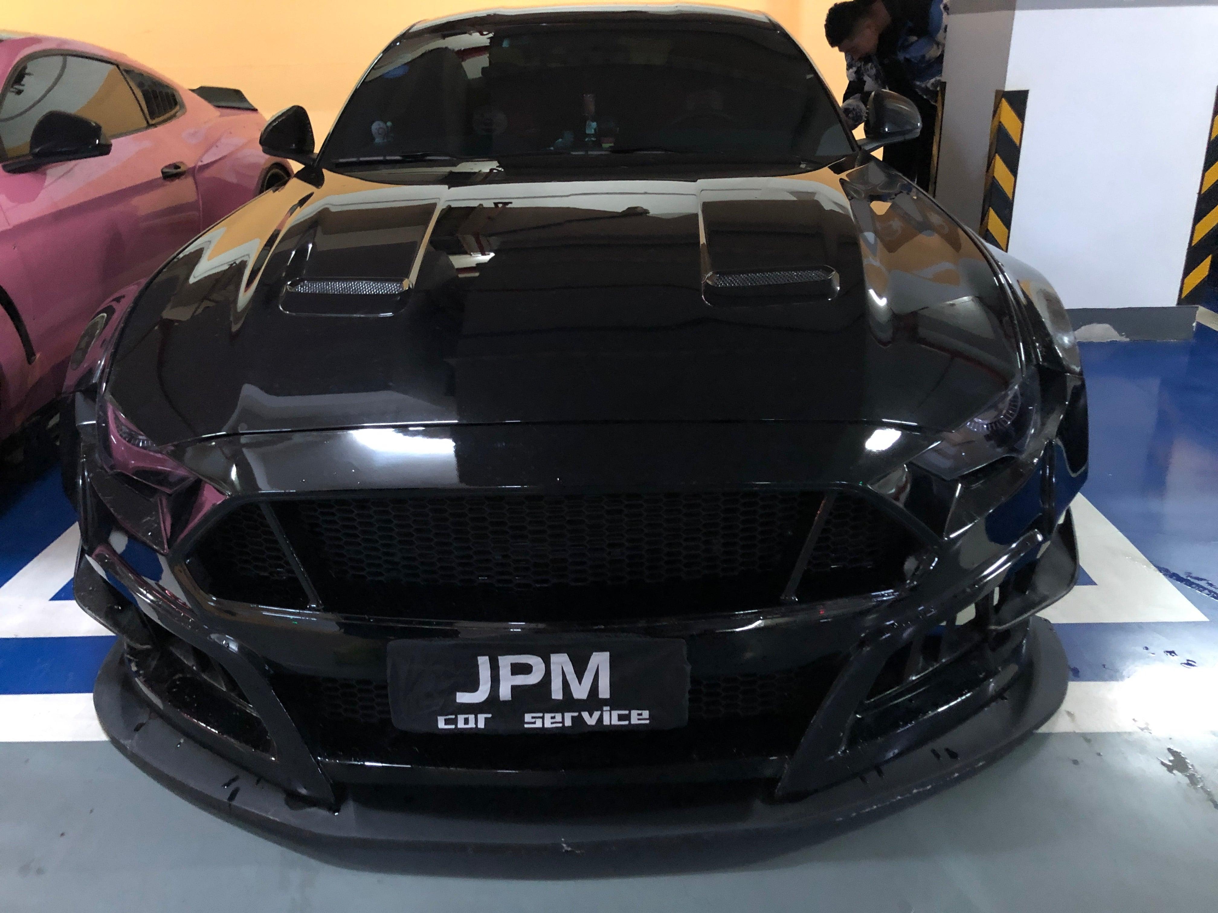 Ford Mustang Ecoboost V6 GT March1 Bullitt S550.2 2018 2019 2020 2021 2022 2023 with Aftermarket Parts - STORM Hood Bonnet Carbon Fiber / FRP from Robot Craftsman