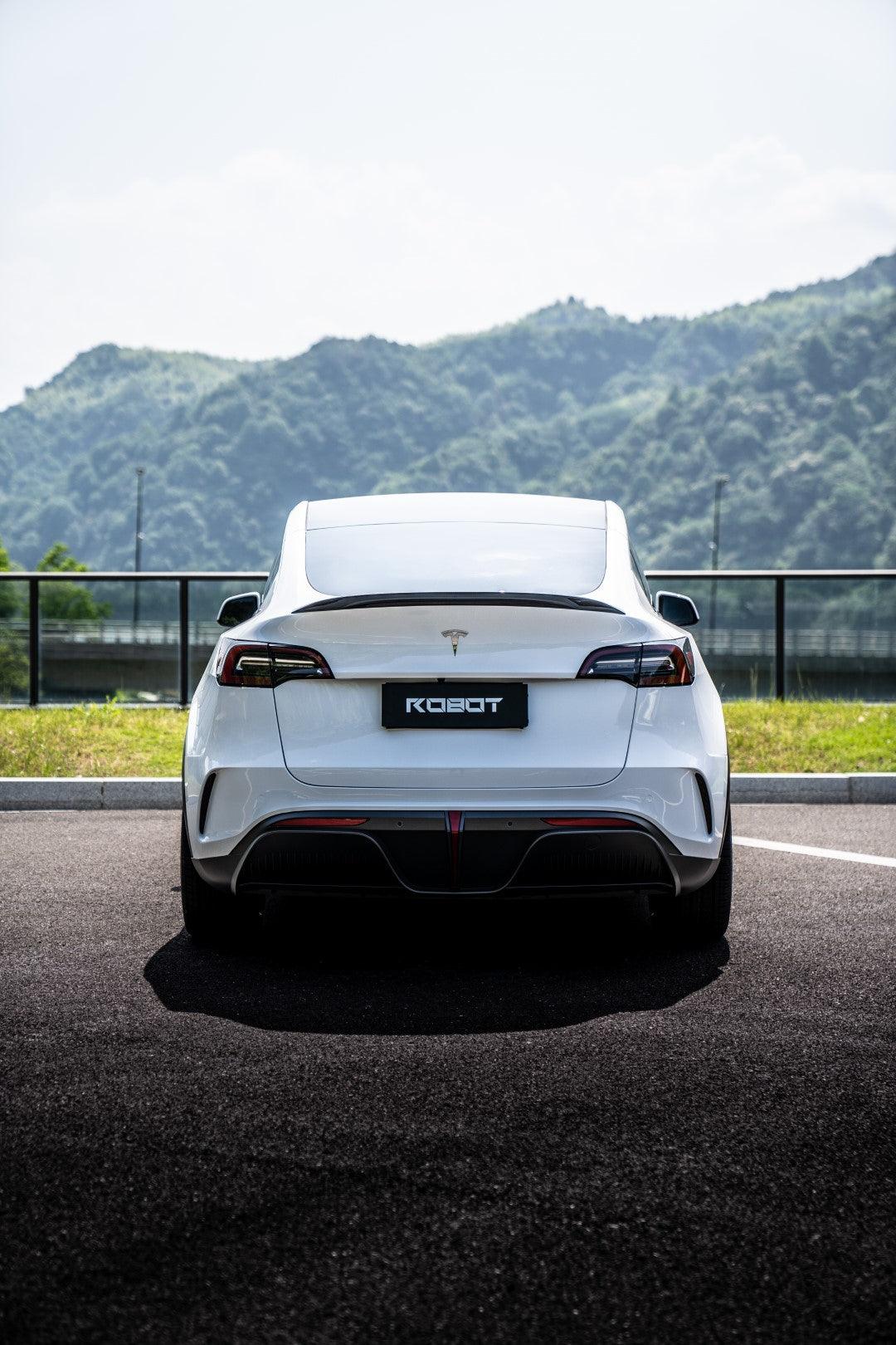 Tesla Model Y Performance AWD Long Range RWD Standard 2020 2021 2022 2023 2024 with Aftermarket Parts - "STARSHIP" Rear Bumper & Diffuser (Third Brake Light Included) PPfrom Robot Craftsman