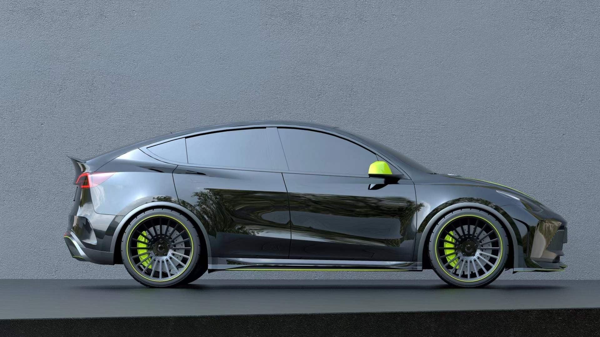 Tesla Model Y Performance AWD Long Range RWD Standard 2020 2021 2022 2023 2024 with Aftermarket Parts - "STARSHIP" Side Skirts PP from Robot Craftsman