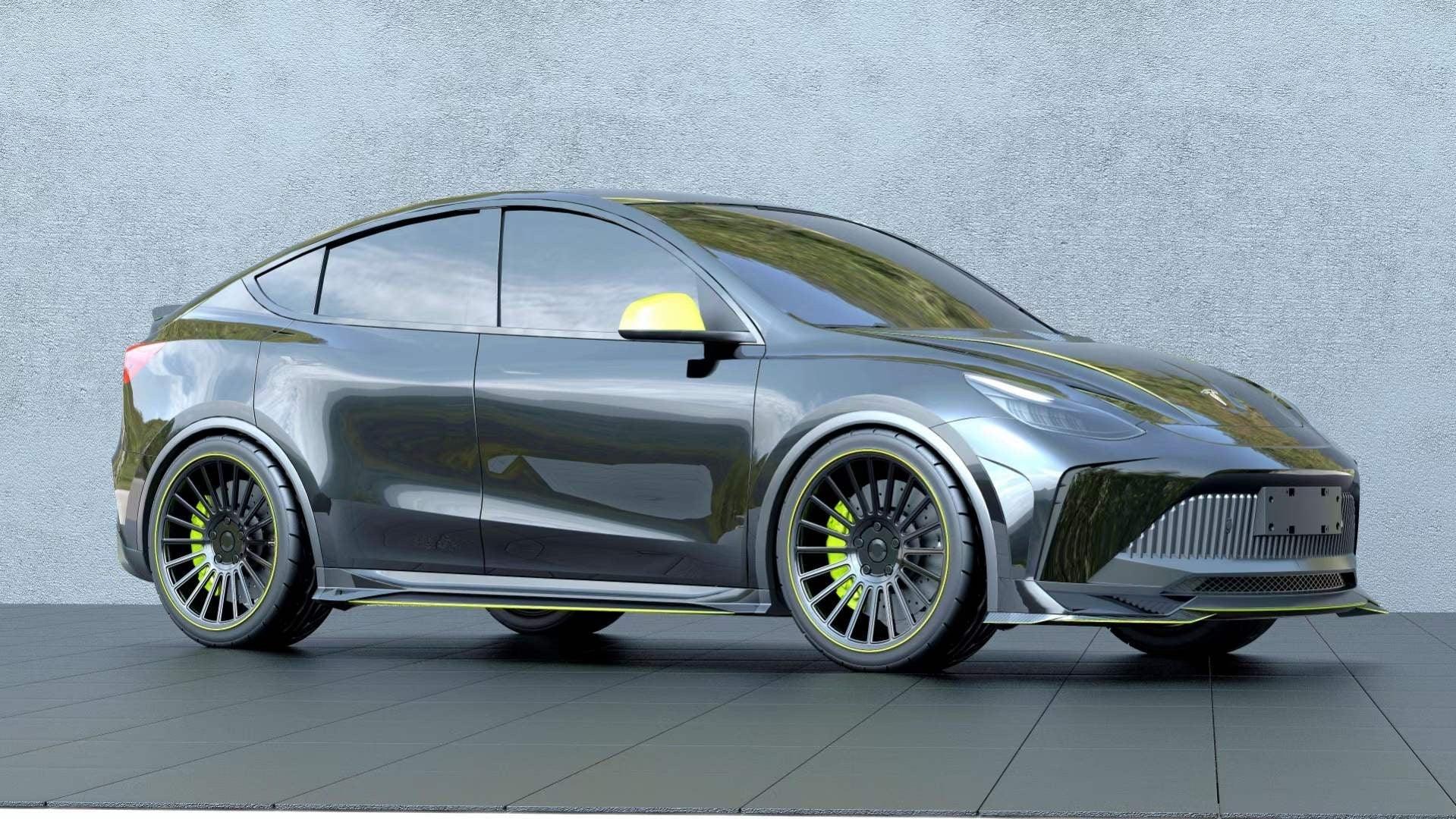 Tesla Model Y Performance AWD Long Range RWD Standard 2020 2021 2022 2023 2024 with Aftermarket Parts - "STARSHIP" Side Skirts PP from Robot Craftsman