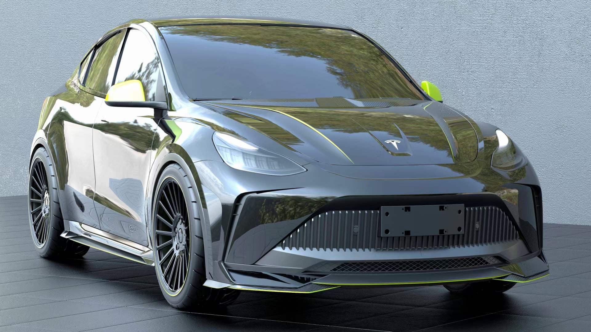 Tesla Model Y Performance AWD Long Range RWD Standard 2020 2021 2022 2023 2024 with Aftermarket Parts - "STARSHIP" Side Skirts PP from Robot Craftsman