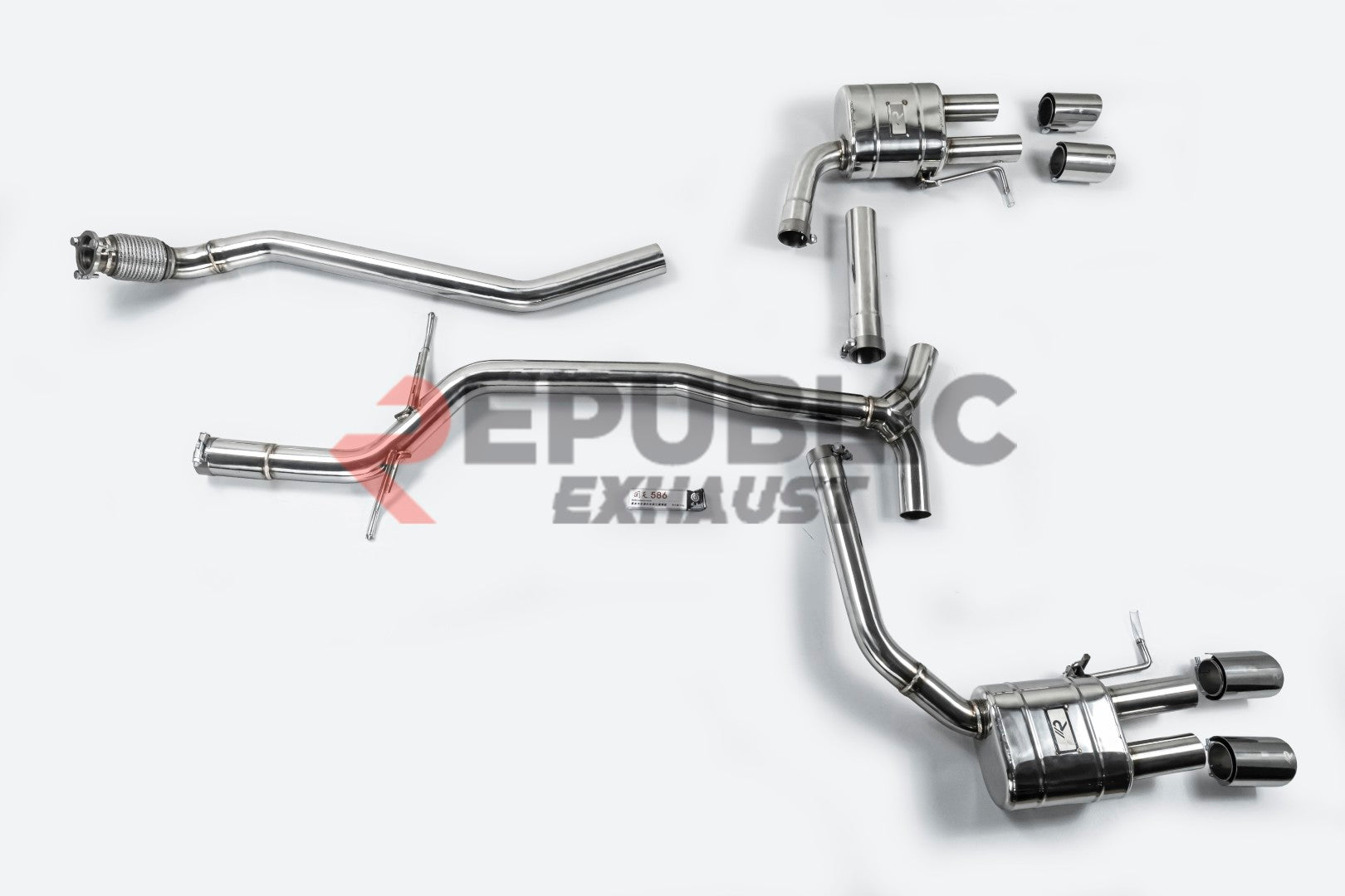 Audi A4 B8 Quattro 2009 2010 2011 2012 2013 2014 2015 2016 (2.0T) with Aftermarket Parts - Catback Exhaust Quad Exit Tips Titanium / Stainless Steel from Republic Exhaust