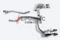 Audi A4 B8 Quattro 2009 2010 2011 2012 2013 2014 2015 2016 (2.0T) with Aftermarket Parts - Catback Exhaust Quad Exit Tips Titanium / Stainless Steel from Republic Exhaust