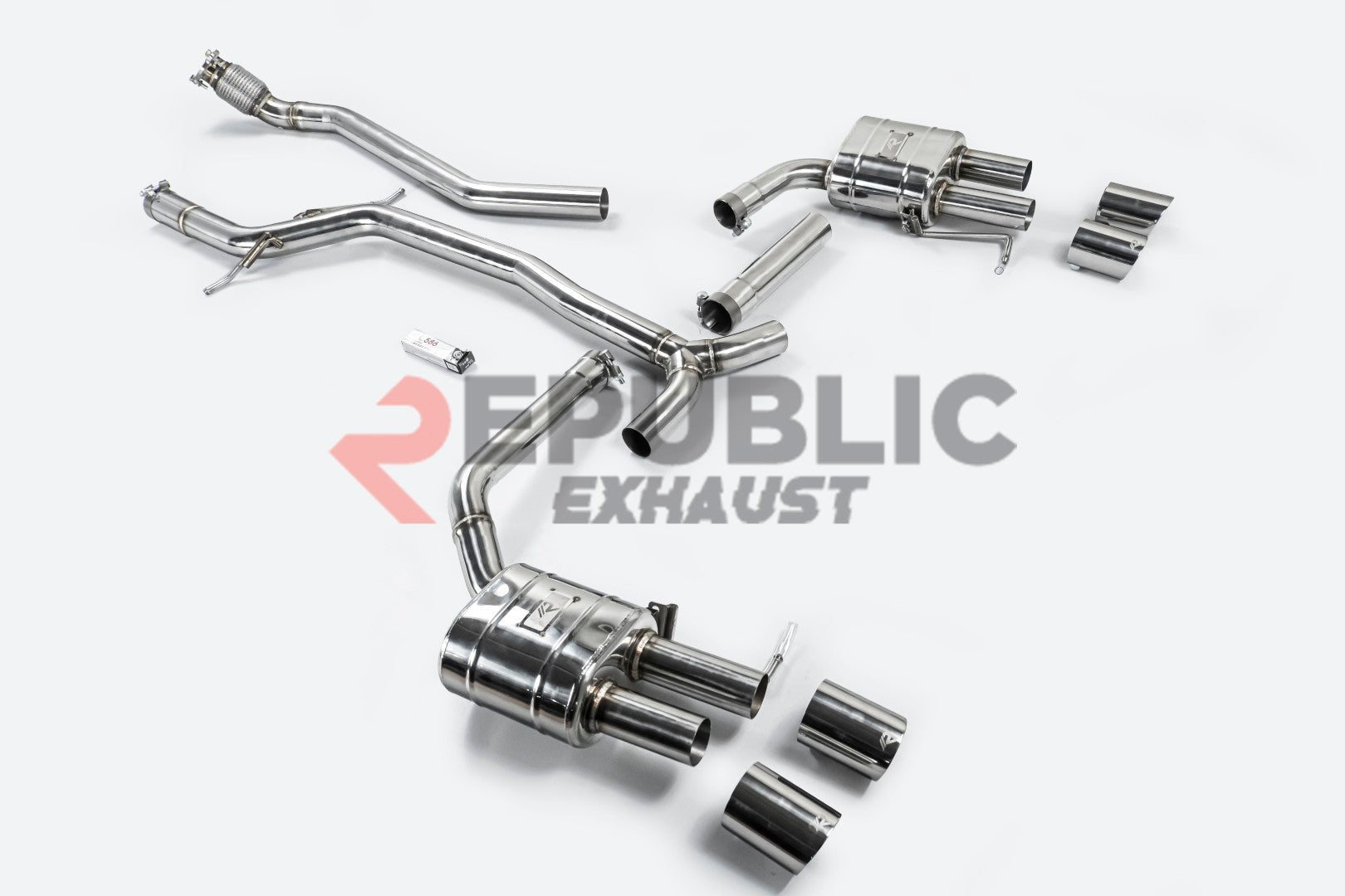 Audi A4 B8 Quattro 2009 2010 2011 2012 2013 2014 2015 2016 (2.0T) with Aftermarket Parts - Catback Exhaust Quad Exit Tips Titanium / Stainless Steel from Republic Exhaust