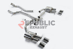 Audi A4 B8 Quattro 2009 2010 2011 2012 2013 2014 2015 2016 (2.0T) with Aftermarket Parts - Catback Exhaust Quad Exit Tips Titanium / Stainless Steel from Republic Exhaust