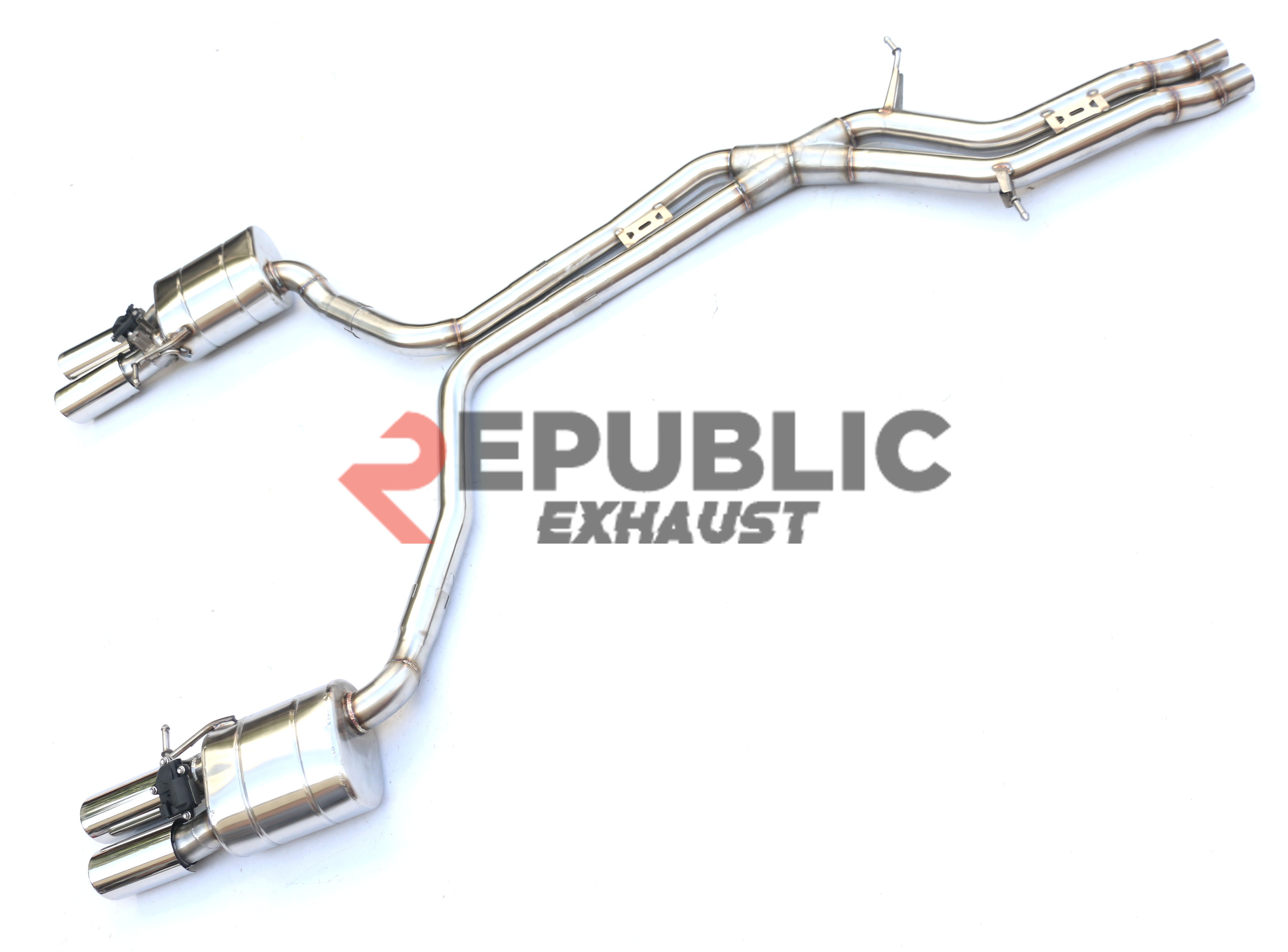 Audi A5 B8 Quattro 2008 2009 2010 2011 2012 2013 2014 2015 2016 (3.0T) with Aftermarket Parts - Catback Exhaust Quad Exit Tips Titanium / Stainless Steel from Republic Exhaust