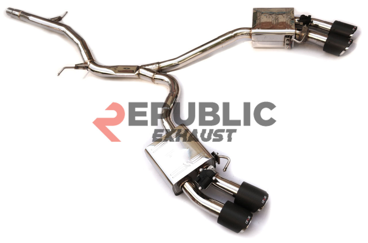 Audi A5 B9.5 FWD/Quattro 2020-Early 2025 (2.0T) with Aftermarket Parts - Catback Exhaust Quad Exit Tips Titanium / Stainless Steel from Republic Exhaust