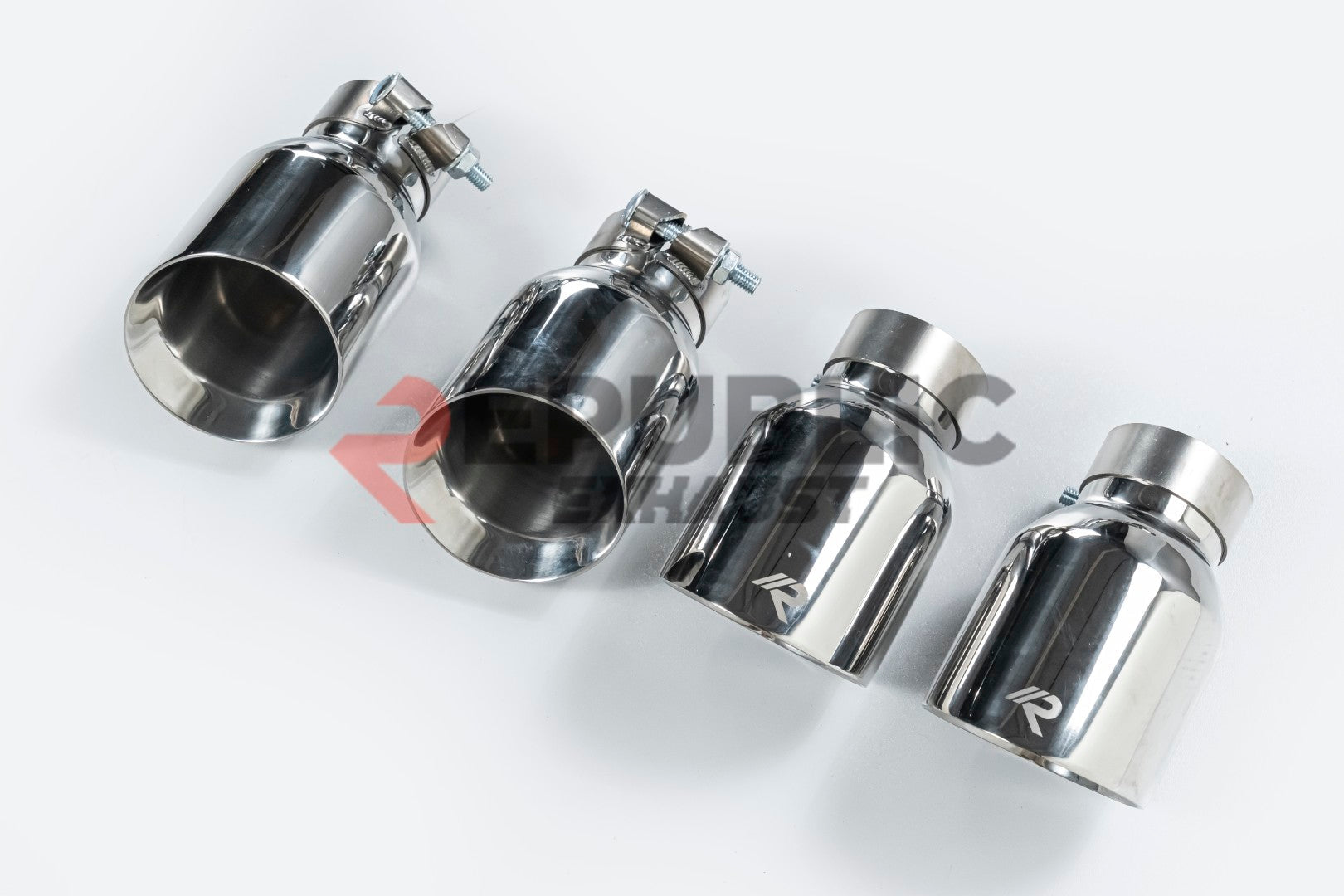 Audi A6 C7 C7.5 2013 2014 2015 2016 2017 2018 (3.0T) with Aftermarket Parts - Catback Exhaust Quad Exit Tips Titanium / Stainless Steel from Republic Exhaust