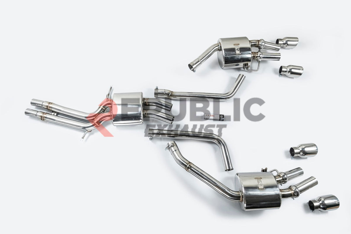 Audi A6 C7 C7.5 2013 2014 2015 2016 2017 2018 (3.0T) with Aftermarket Parts - Catback Exhaust Quad Exit Tips Titanium / Stainless Steel from Republic Exhaust