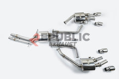 Audi A6 C7 C7.5 2013 2014 2015 2016 2017 2018 (3.0T) with Aftermarket Parts - Catback Exhaust Quad Exit Tips Titanium / Stainless Steel from Republic Exhaust