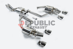 Audi A6 C7 C7.5 2013 2014 2015 2016 2017 2018 (3.0T) with Aftermarket Parts - Catback Exhaust Quad Exit Tips Titanium / Stainless Steel from Republic Exhaust