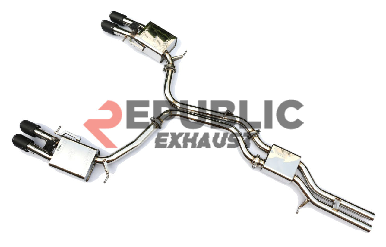 Audi A7 C8 Quattro 2019-ON (3.0T) with Aftermarket Parts - Catback Exhaust Quad Exit Tips with Valve Titanium / Stainless Steel from Republic Exhaust