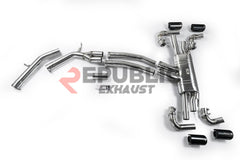 Audi Q8 Pre-facelift 2019 2020 2021 2022 2023 (2.0T) with Aftermarket Parts - Catback Exhaust Quad Exit Tips Titanium / Stainless Steel from Republic Exhaust
