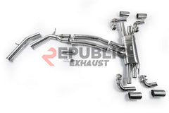 Audi Q8 Pre-facelift 2019 2020 2021 2022 2023 (2.0T) with Aftermarket Parts - Catback Exhaust Quad Exit Tips Titanium / Stainless Steel from Republic Exhaust