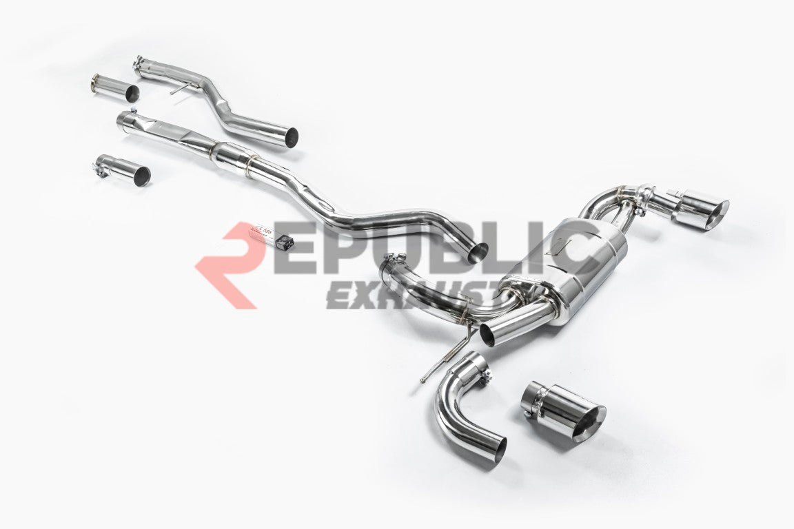 BMW 3 Series 328i 320i F30 & GT Gran Turismo 330i 328i 320i F30 2012 2013 2014 2015 2016 2017 2018 2019 with Aftermarket Parts - Catback Exhaust Dual Exit Tips Titanium / Stainless Steel from Republic Exhaust
