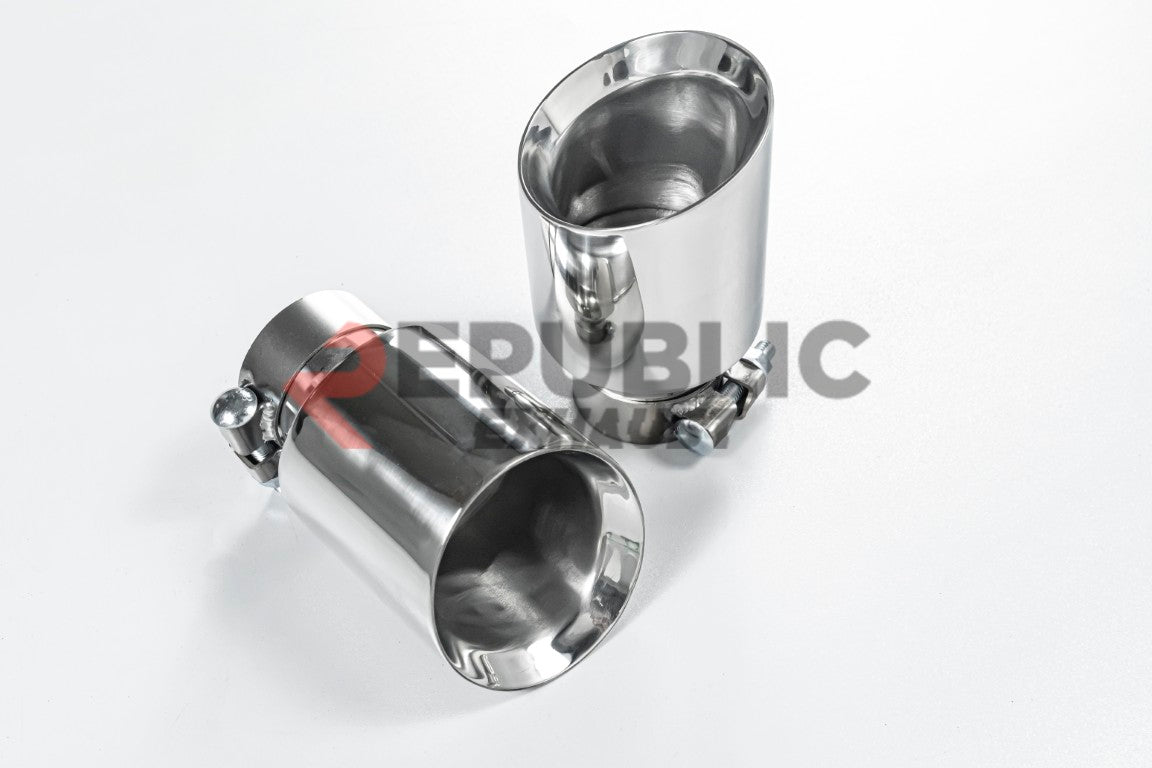 BMW 3 Series 328i 320i F30 & GT Gran Turismo 330i 328i 320i F30 2012 2013 2014 2015 2016 2017 2018 2019 with Aftermarket Parts - Catback Exhaust Dual Exit Tips Titanium / Stainless Steel from Republic Exhaust