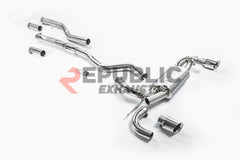 BMW 3 Series 328i 320i F30 & GT Gran Turismo 330i 328i 320i F30 2012 2013 2014 2015 2016 2017 2018 2019 with Aftermarket Parts - Catback Exhaust Dual Exit Tips Titanium / Stainless Steel from Republic Exhaust