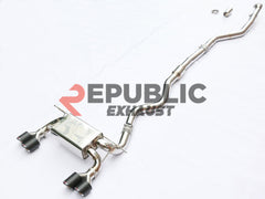 BMW 3 Series 328i 320i F30 & GT Gran Turismo 330i 328i 320i F30 2012 2013 2014 2015 2016 2017 2018 2019 with Aftermarket Parts - Catback Exhaust Quad Exit Tips Titanium / Stainless Steel from Republic Exhaust