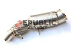 BMW 5 Series 520i F10 2011 2012 2013 2014 2015 2016 (2.0T) with Aftermarket Parts - 100 & 200 & 300 CELL & Test Pipe/No Cat Downpipe Stainless Steel from Republic Exhaust