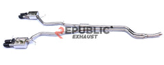 BMW 5 Series 520i F10 2011 2012 2013 2014 2015 2016 (2.0T) with Aftermarket Parts - Catback Exhaust Quad Exit Tips Titanium / Stainless Steel from Republic Exhaust