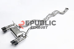 BMW M3 F80 2014 2015 2016 2017 2018 (3.0T) with Aftermarket Parts - Catback Exhaust Quad Exit Tips Titanium / Stainless Steel from Republic Exhaust