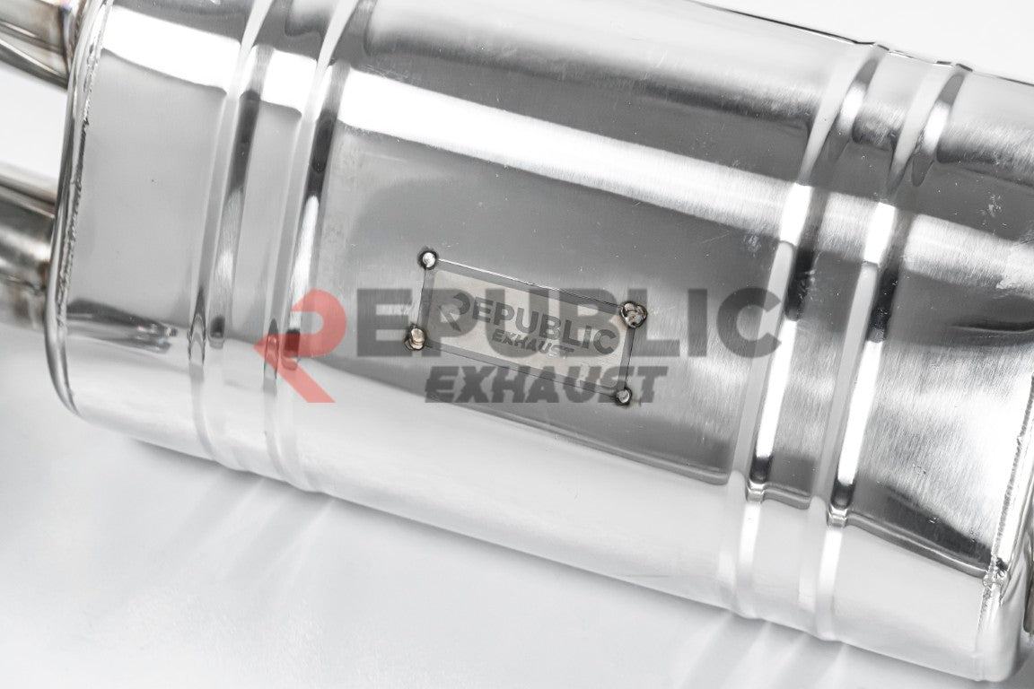 BMW M8 F91 F92 F93 2019-ON (4.4T) with Aftermarket Parts - Catback Exhaust Quad Exit Tips Titanium / Stainless Steel from Republic Exhaust