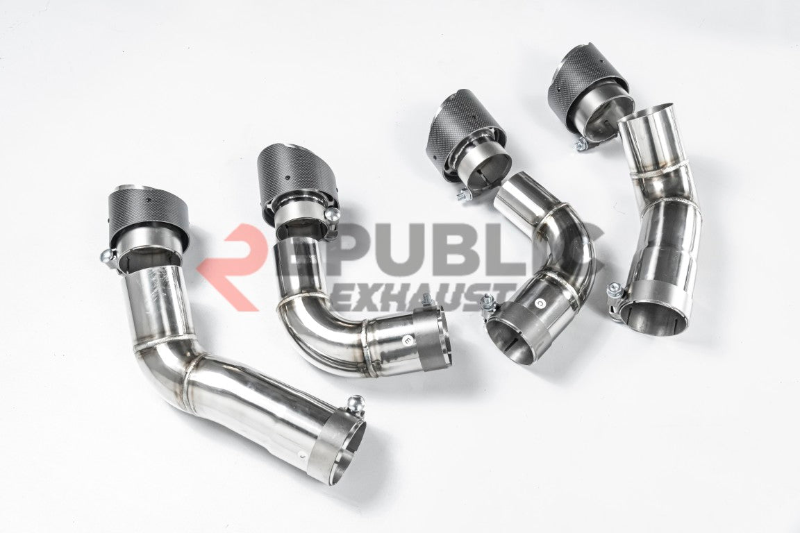 BMW M8 F91 F92 F93 2019-ON (4.4T) with Aftermarket Parts - Catback Exhaust Quad Exit Tips Titanium / Stainless Steel from Republic Exhaust