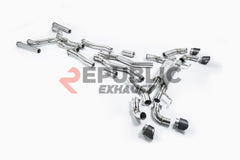 BMW M8 F91 F92 F93 2019-ON (4.4T) with Aftermarket Parts - Catback Exhaust Quad Exit Tips Titanium / Stainless Steel from Republic Exhaust