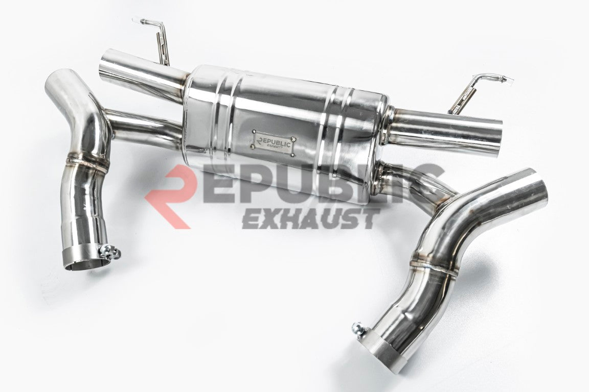 BMW M8 F91 F92 F93 2019-ON (4.4T) with Aftermarket Parts - Catback Exhaust Quad Exit Tips Titanium / Stainless Steel from Republic Exhaust