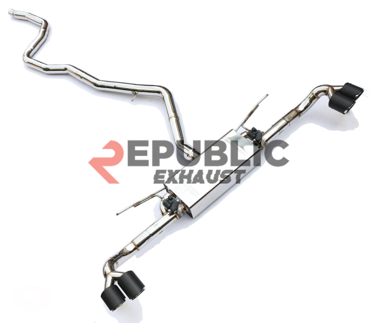 BMW X5 F15 (Both Fits Pre-LCI & LCI) 2014 2015 2016 2017 2018 (2.0T) with Aftermarket Parts - Catback Exhaust Dual & Quad Exit Tips with Valve Titanium / Stainless Steel from Republic Exhaust
