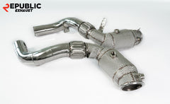 BMW X5M X5MC F85 & X6M X6MC F86 2015 2016 2017 2018 2019 (4.4T) with Aftermarket Parts - 100 & 200 & 300 CELL & Test Pipe/No Cat Downpipe Stainless Steel from Republic Exhaust