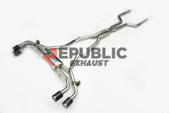 BMW X5M X5MC F95 & X6M X6MC F96 Pre-LCI 2020 2021 2022 2023 (4.4T) with Aftermarket Parts - Catback Exhaust Quad Exit Tips Titanium / Stainless Steel from Republic Exhaust