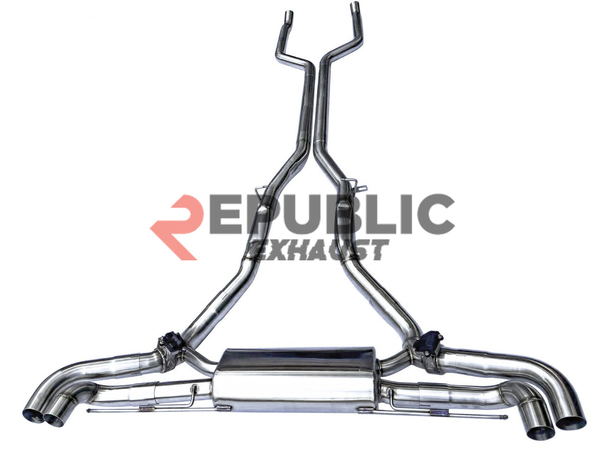 BMW X7 M60i ALPINA XB7 LCI G07 2023-ON (4.4T) with Aftermarket Parts - Catback Exhaust Quad Exit Tips Titanium / Stainless Steel from Republic Exhaust