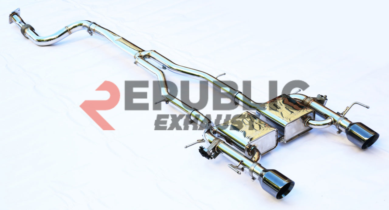 Cadillac ATS Turbo Luxury Performance Premium 2013 2014 2015 2016 2017 2018 2019 (2.0T) with Aftermarket Parts - Catback Exhaust Dual Exit Tips Titanium / Stainless Steel from Republic Exhaust