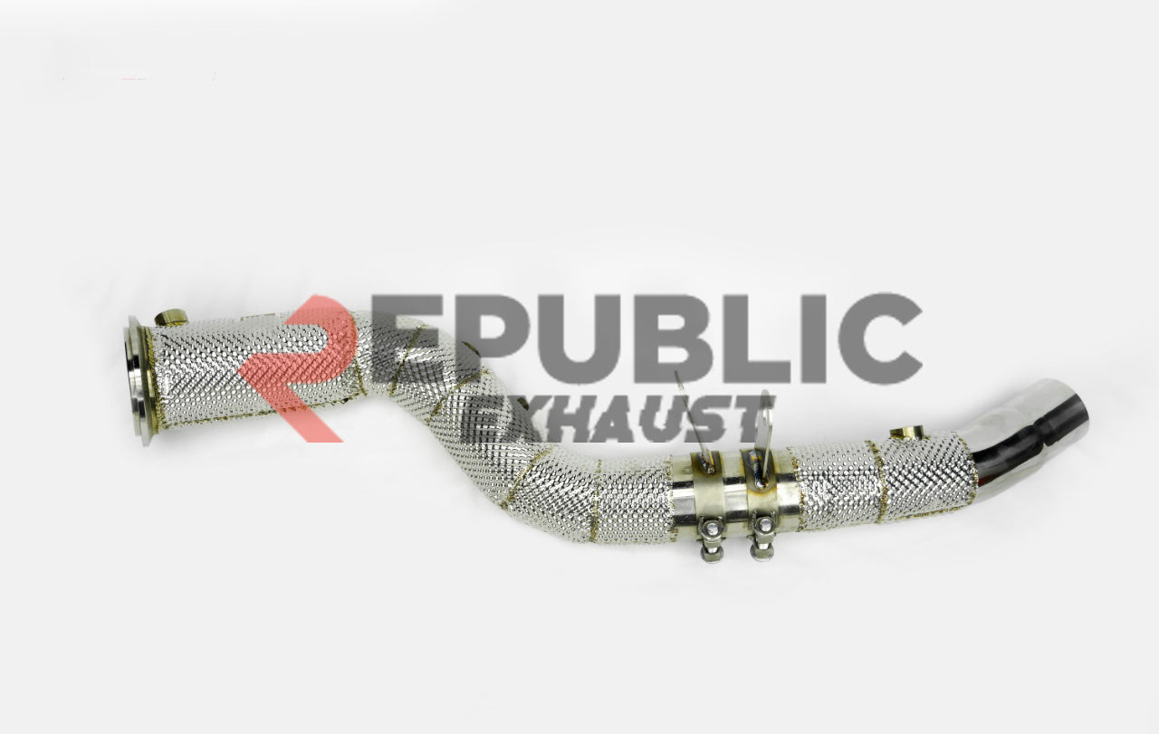 Jaguar F-Type Base 2014 2015 2016 2017 2018 2019 2020 2021 2022 2023 2024 (2.0T) with Aftermarket Parts - 100 & 200 & 300 CELL & Test Pipe/No Cat Downpipe Stainless Steel from Republic Exhaust