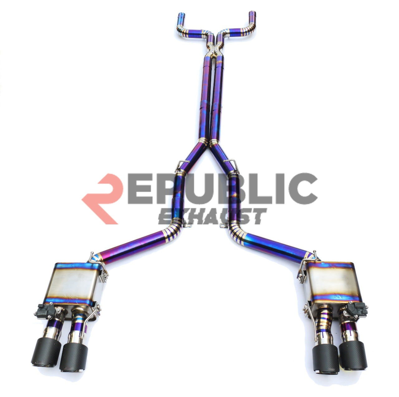 Maserati Ghibli 2014-ON (3.0T RWD/AWD) with Aftermarket Parts - Catback Exhaust Quad Exit Tips with Valve Titanium / Stainless Steel from Republic Exhaust
