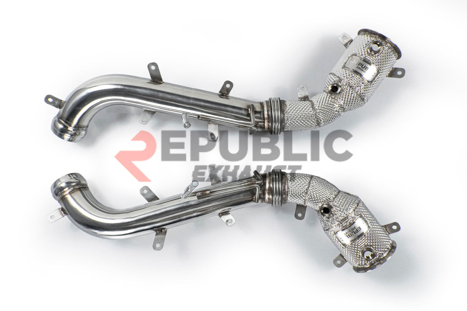 McLaren 650S 2012 2013 2014 2015 2016 (3.8T) with Aftermarket Parts - 100 & 200 & 300 CELL & Test Pipe/No Cat Downpipe Stainless Steel from Republic Exhaust