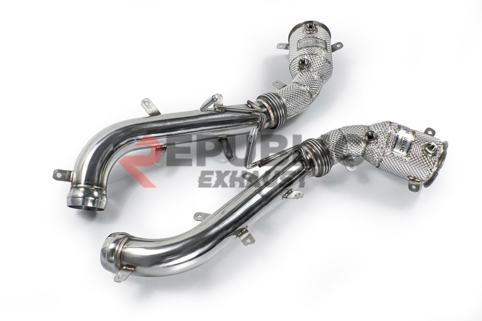McLaren 650S 2012 2013 2014 2015 2016 (3.8T) with Aftermarket Parts - 100 & 200 & 300 CELL & Test Pipe/No Cat Downpipe Stainless Steel from Republic Exhaust