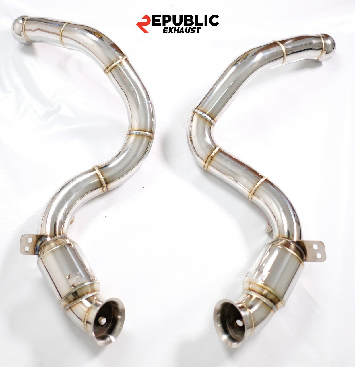 Mercedes Benz C-Class C63 W205 2015 2016 2017 2018 2019 2020 2021 (4.0T) with Aftermarket Parts - 100 & 200 & 300 CELL & Test Pipe/No Cat Downpipe Stainless Steel from Republic Exhaust