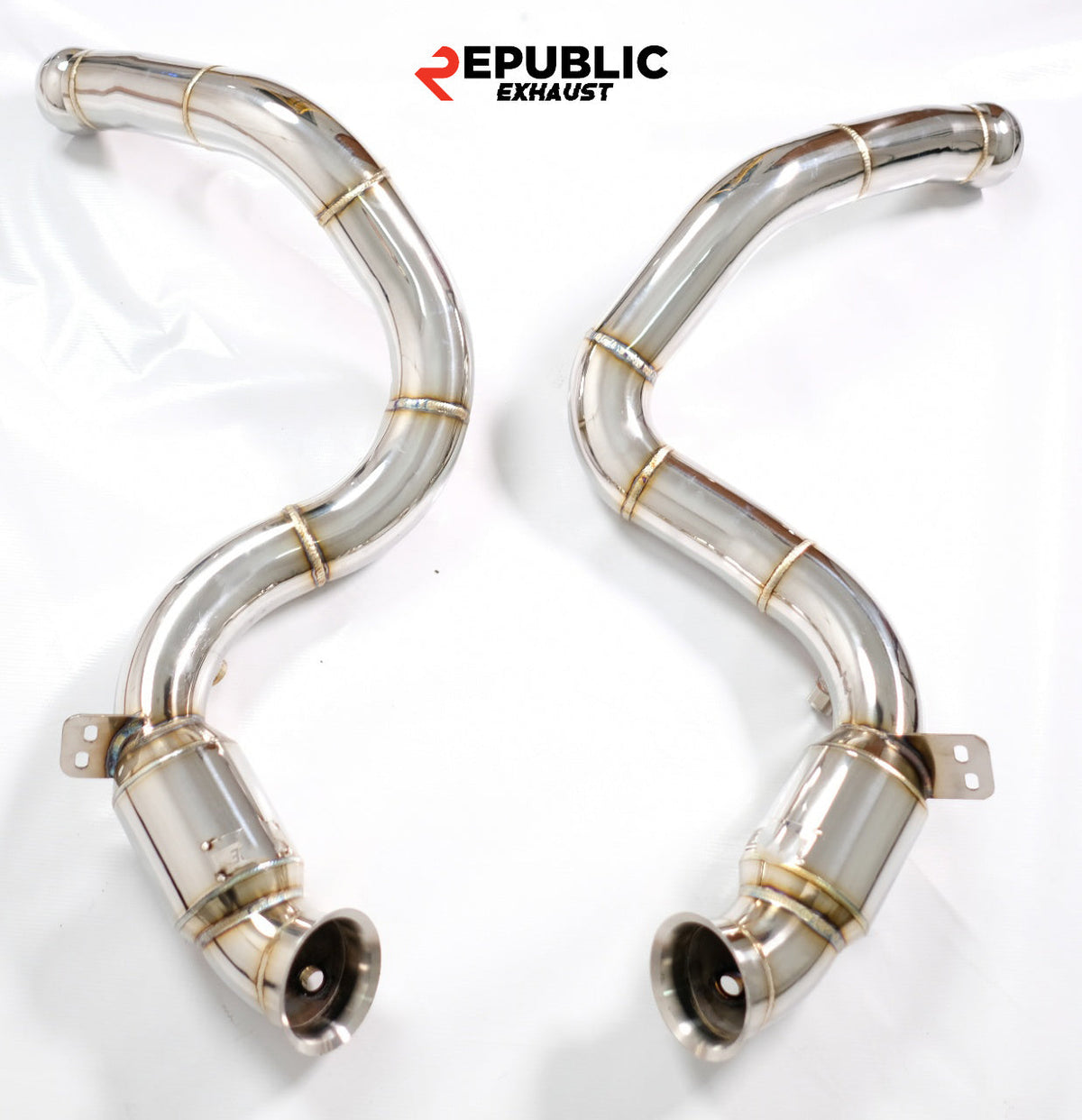 Mercedes Benz C-Class C63 W205 2015 2016 2017 2018 2019 2020 2021 (4.0T) with Aftermarket Parts - 100 & 200 & 300 CELL & Test Pipe/No Cat Downpipe Stainless Steel from Republic Exhaust