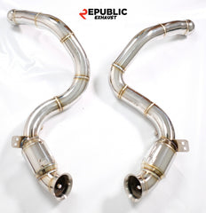 Mercedes Benz C-Class C63 W205 2015 2016 2017 2018 2019 2020 2021 (4.0T) with Aftermarket Parts - 100 & 200 & 300 CELL & Test Pipe/No Cat Downpipe Stainless Steel from Republic Exhaust