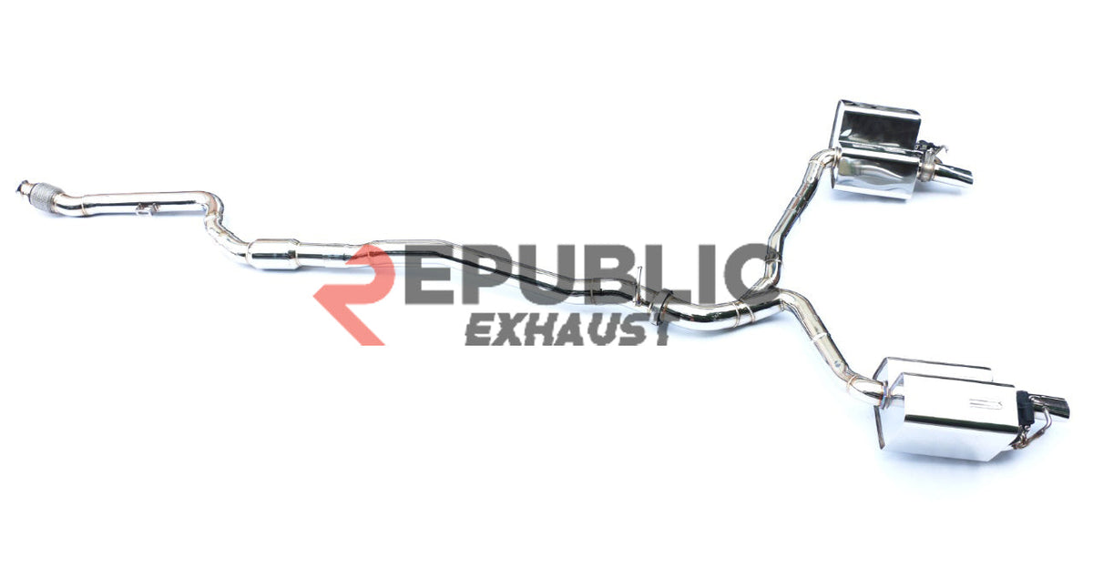 Mercedes Benz E-Class W213 E300 E200 2017 2018 2019 2020 2021 2022 2023 with Aftermarket Parts - Catback Exhaust Dual Tips Exit Titanium / Stainless Steel from Republic Exhaust