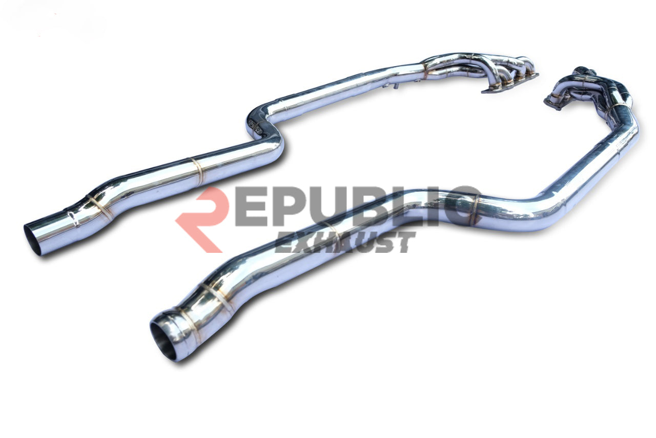 Mercedes Benz W204 Facelift C63 2012 2013 2014 with Aftermarket Parts - 100 & 200 & 300 CELL & Straight Pipe Headers & Frontpipe Stainless Steel from Republic Exhaust
