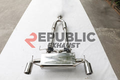 Nissan 370Z Nismo Sport Touring Base Fairlady Z Z34 2009 2010 2011 2012 2013 2014 2015 2016 2017 2018 2019 2020 with Aftermarket Parts - Catback Exhaust Dual Exit Tips with Valve Titanium / Stainless Steel from Republic Exhaust
