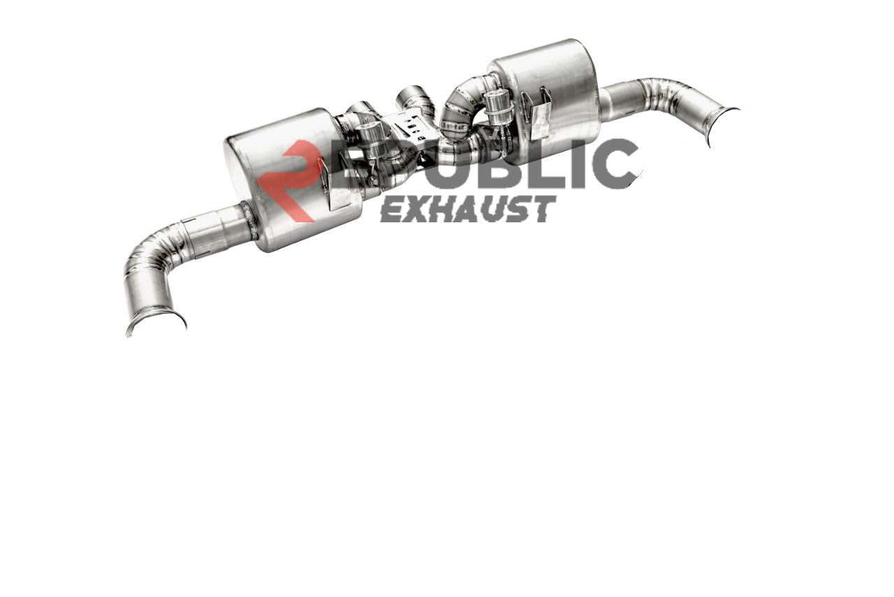 Porsche 911 991.1 GT3 2015 2016 (4.0L) with Aftermarket Parts - Axle-back Exhaust Quad Exit Tips Titanium / Stainless Steel from Republic Exhaust