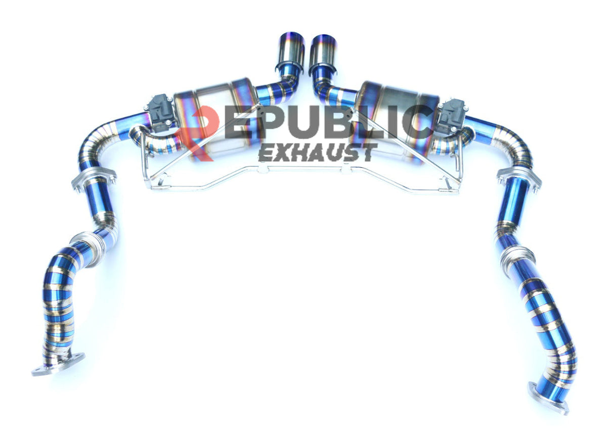 Porsche 981 Cayman Base & Boxster Base 2014 2015 2016 (2.7L) with Aftermarket Parts - Axle-back Exhaust Center Exit Titanium / Stainless Steel from Republic Exhaust