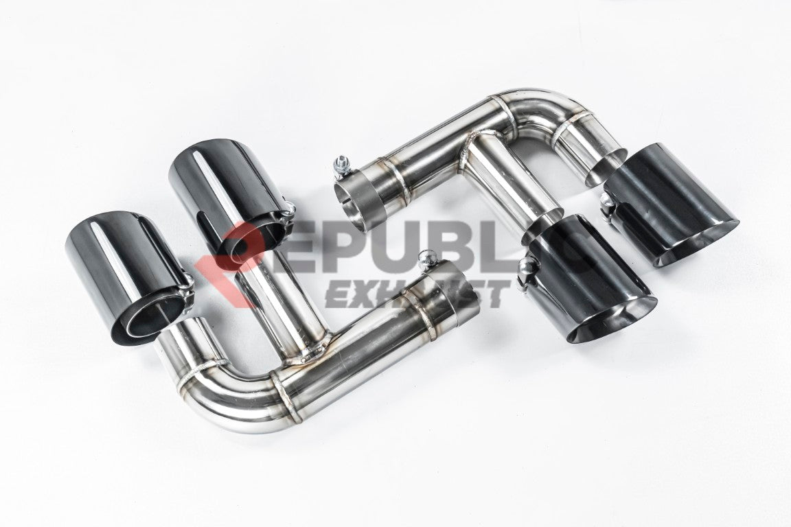 Porsche 991.2 Carrera Base/S/T/Targa/4/4S/GTS 2017 2018 2019 (3.0T) with Aftermarket Parts - Axle-back Exhaust Quad Exit Tips Titanium / Stainless Steel from Republic Exhaust