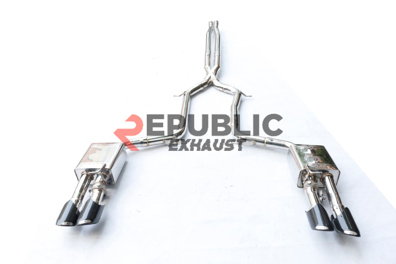 Porsche Panamera 970 970.2 Turbo/Turbo S 2014 2015 2016 (4.8T) with Aftermarket Parts - Catback Exhaust Quad Exit Tips with Valve Titanium / Stainless Steel from Republic Exhaust